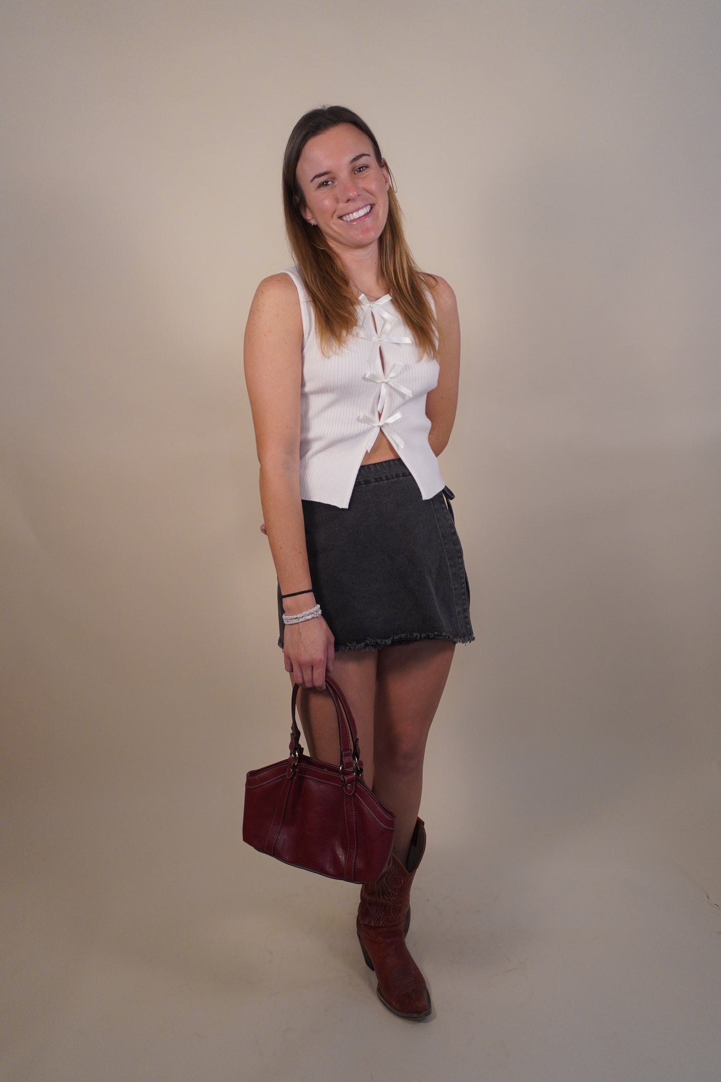 Callie Ribbed Bow Tank