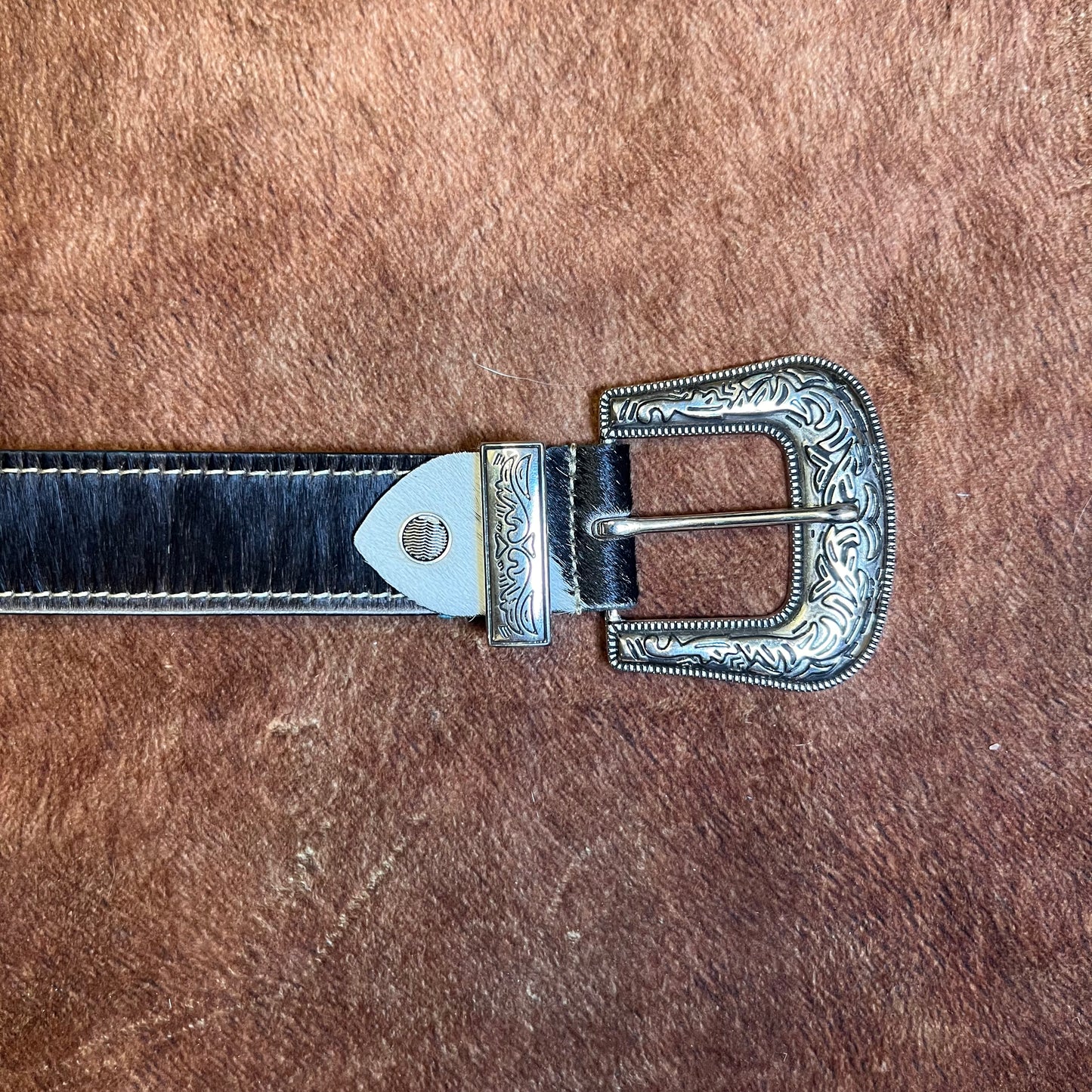 Cinturón de piel de vaca (negro y marrón)