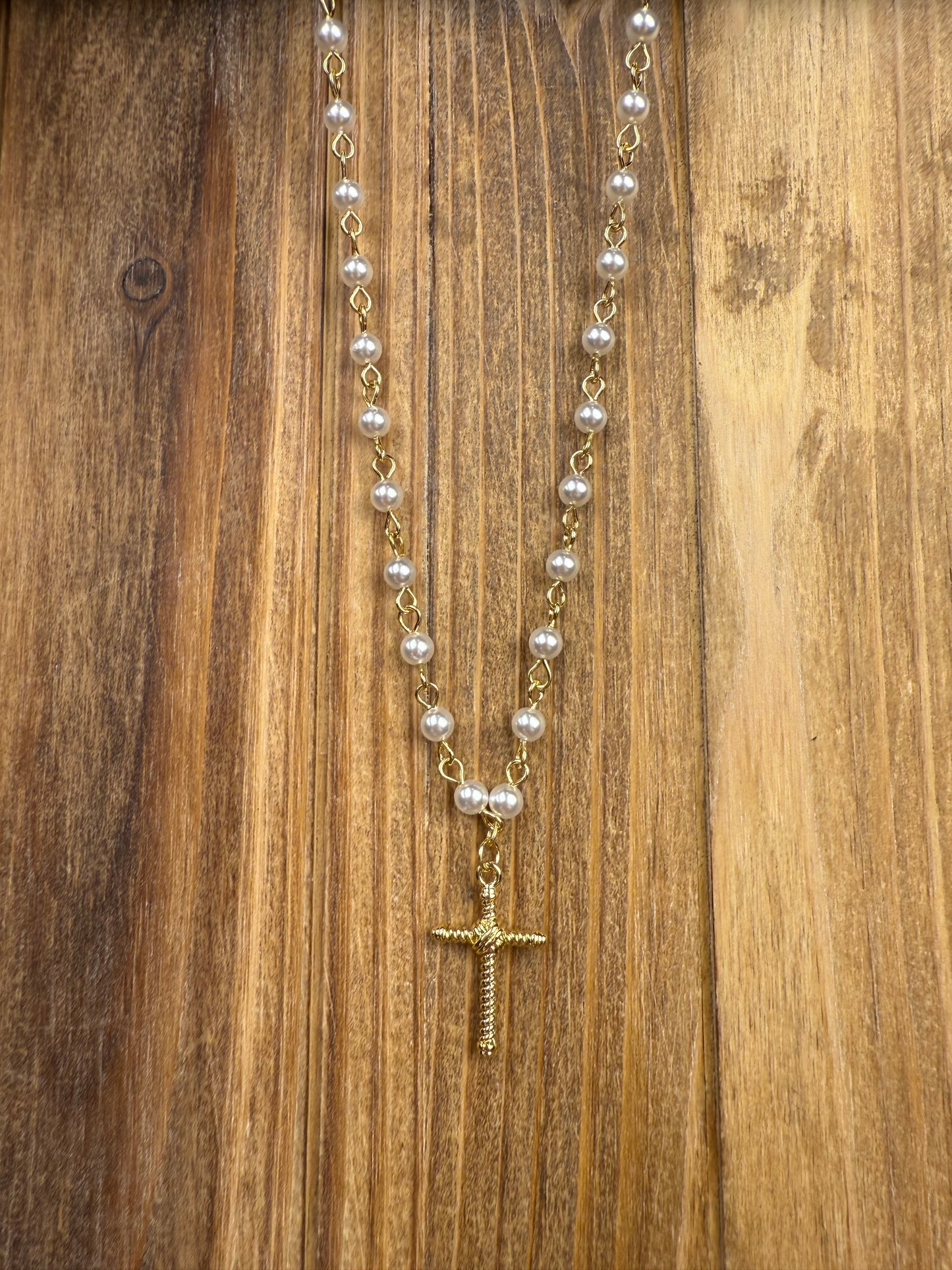 Cabled Cross Necklace