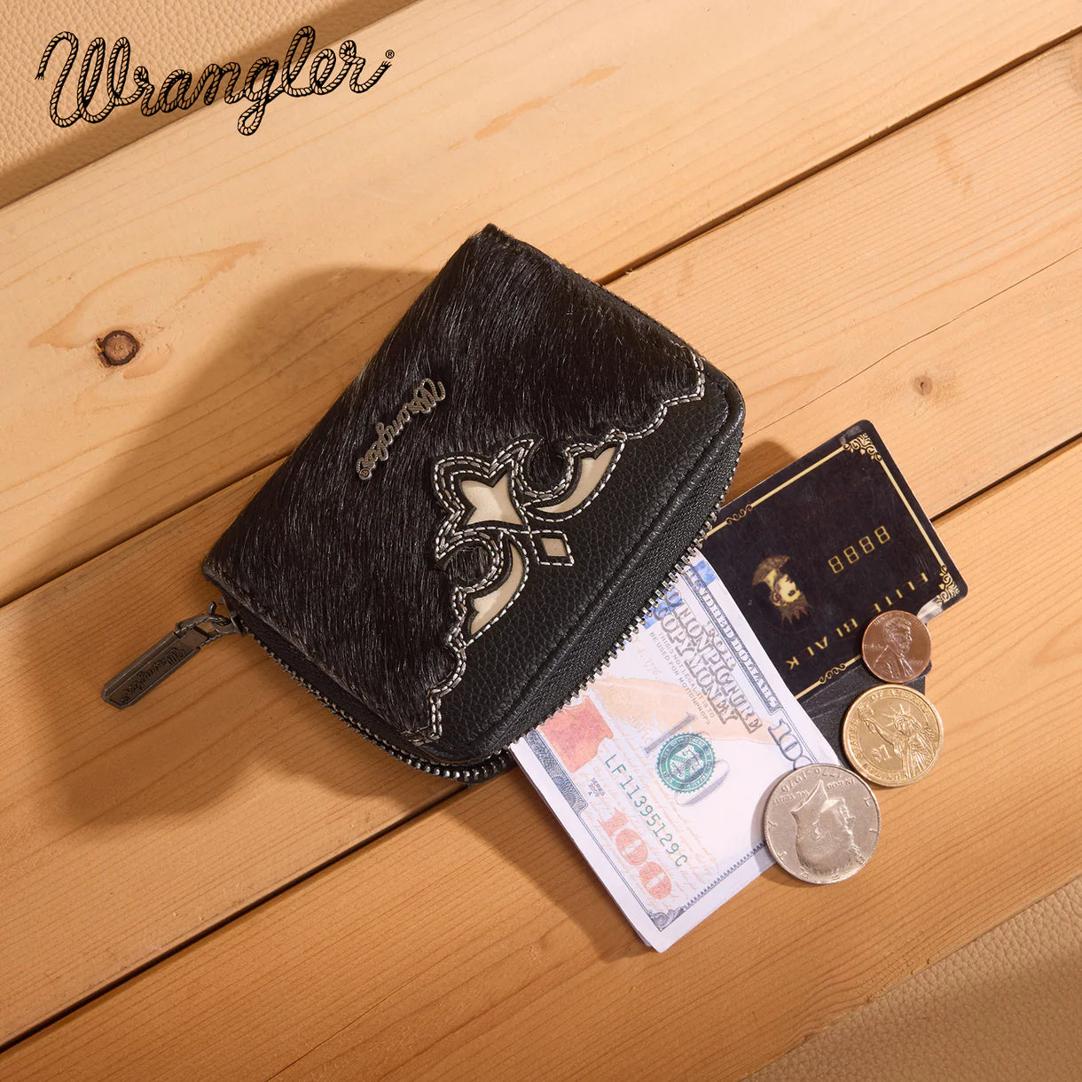 Wrangler Cowhide Mini Wallet | Black