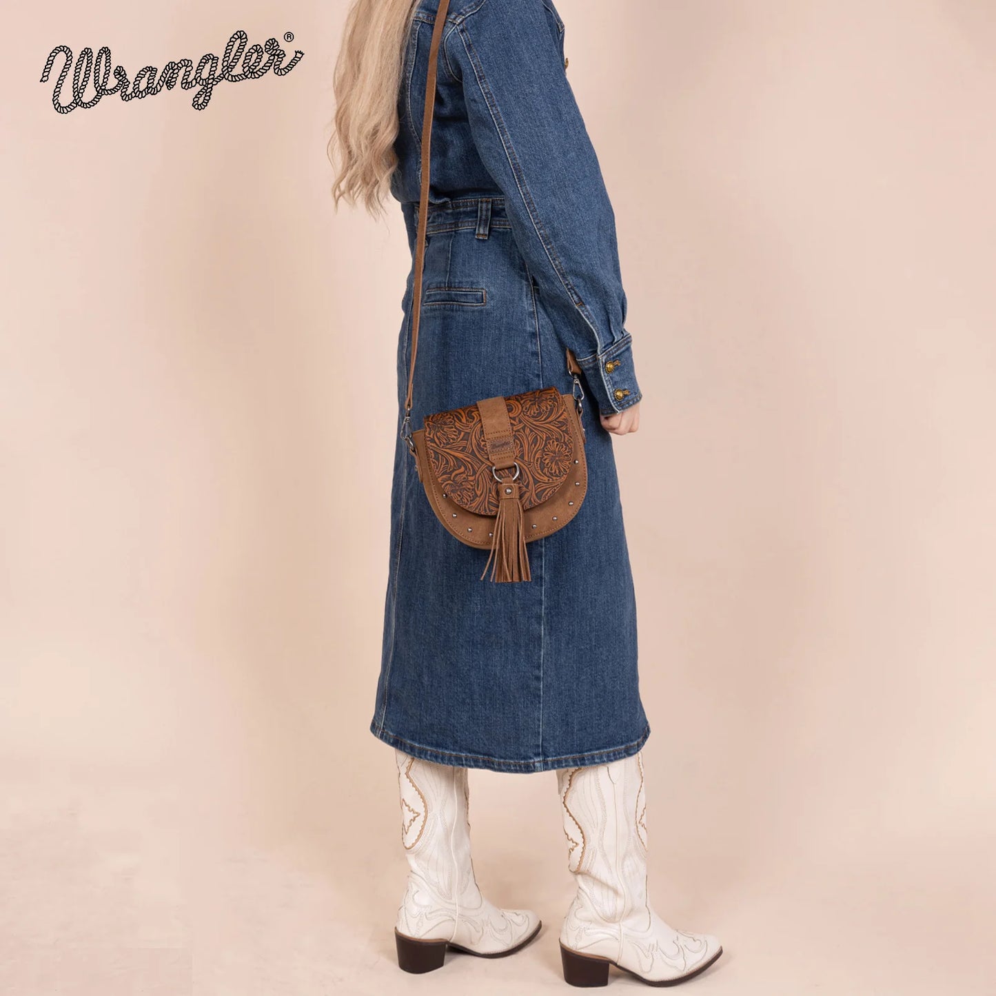 Wrangler Saddle Crossbody Bag- Brown