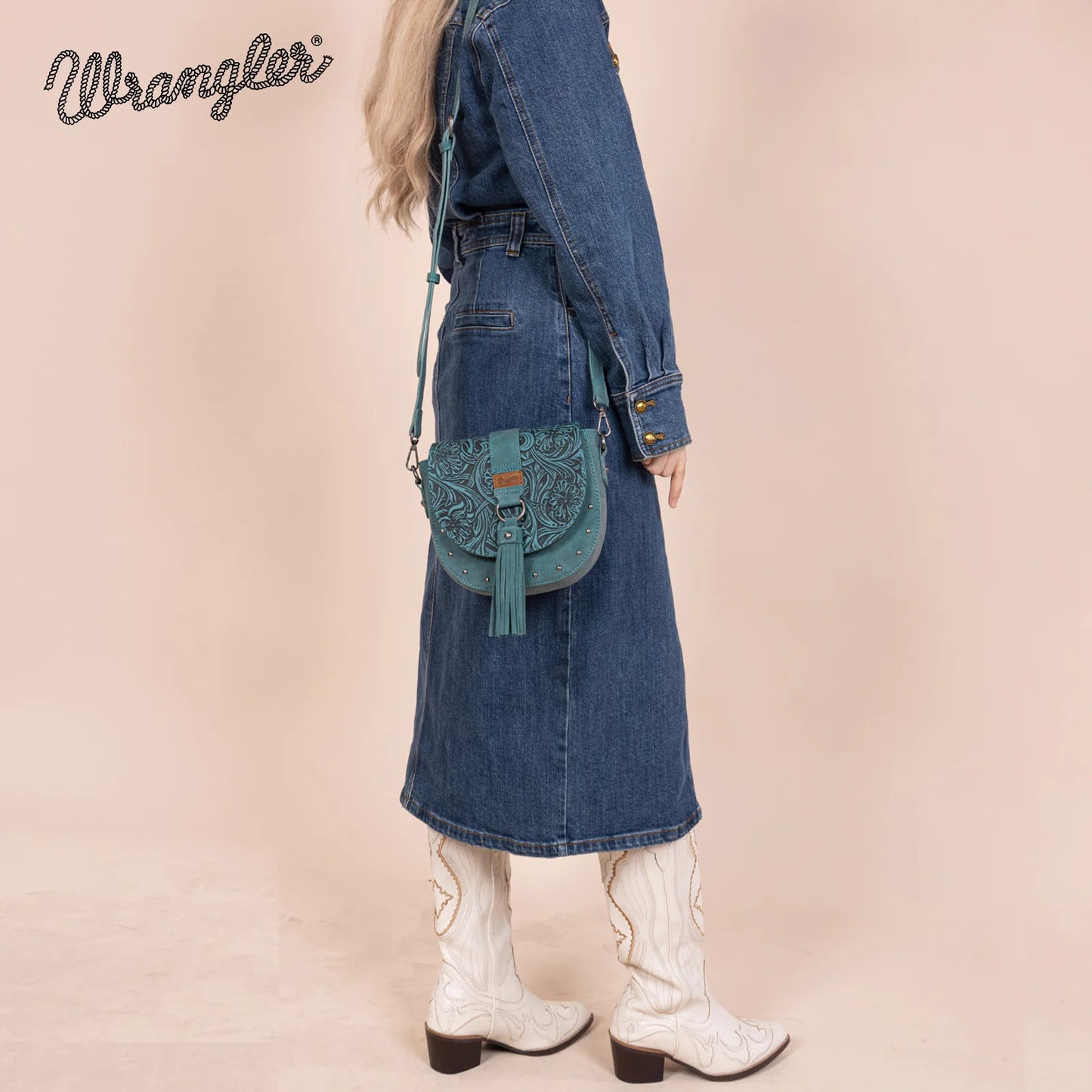 Wrangler Saddle Crossbody Bag- Turquoise