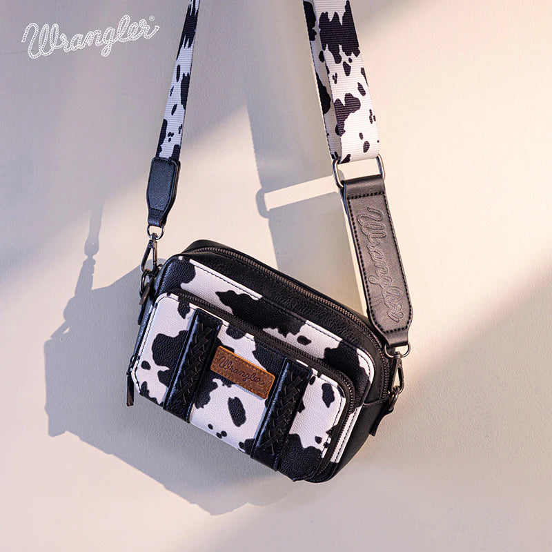 Wrangler Cow Print Crossbody- Black