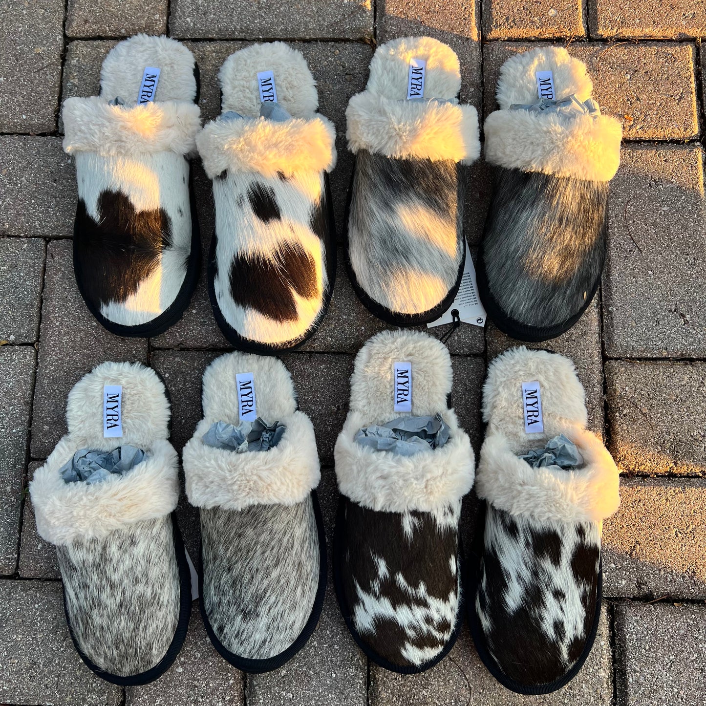 Pantuflas de piel de vaca Clarabelle