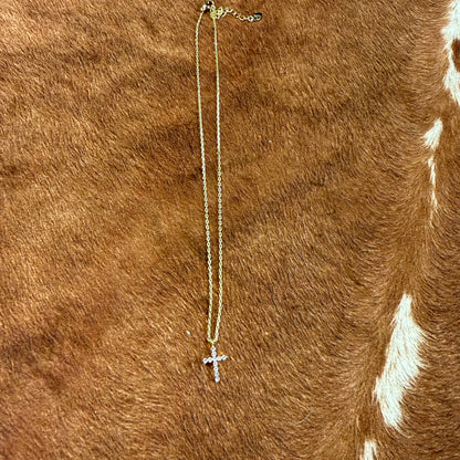 Faceted Crystal Cross Necklace