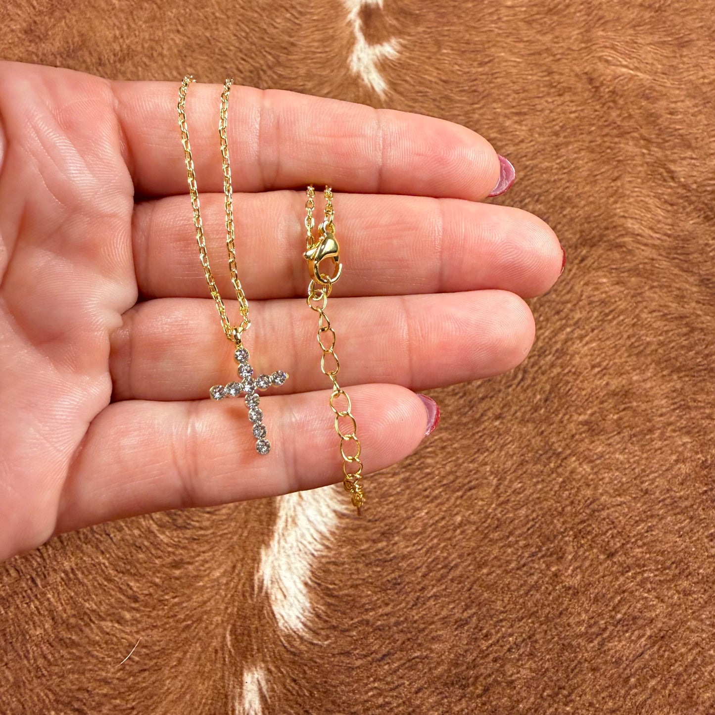 Faceted Crystal Cross Necklace