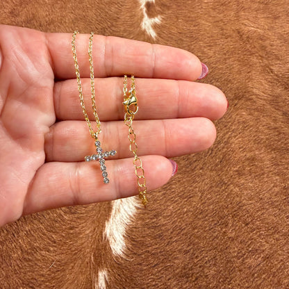 Faceted Crystal Cross Necklace