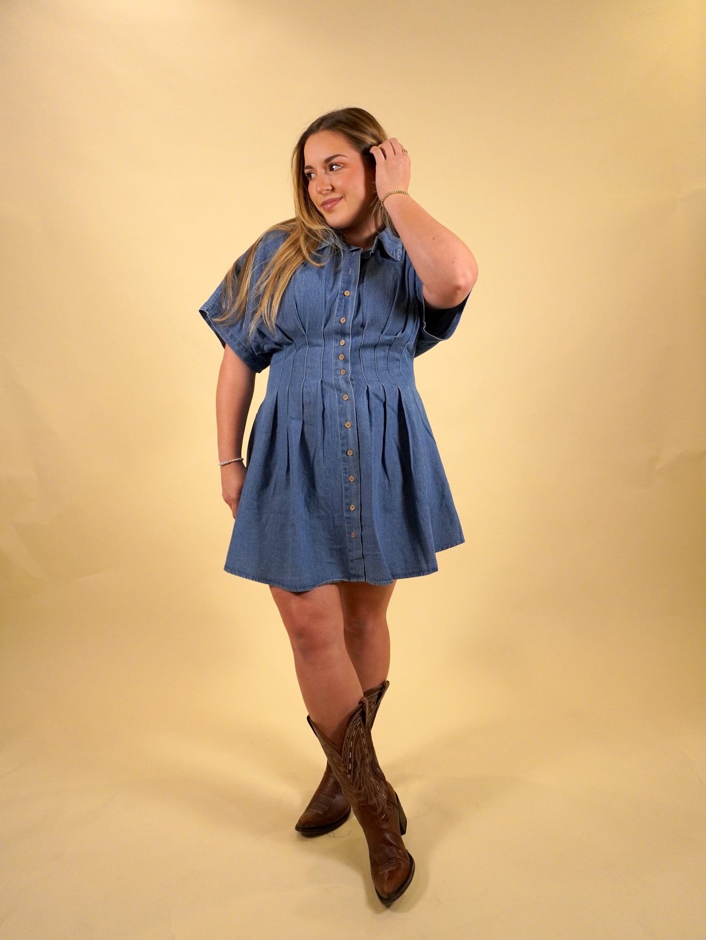 Dear Denim Mini Dress | Classic Button Down Denim Dress Medium Dear Denim Mini Dress | Classic Button Down Denim Dress Medium
