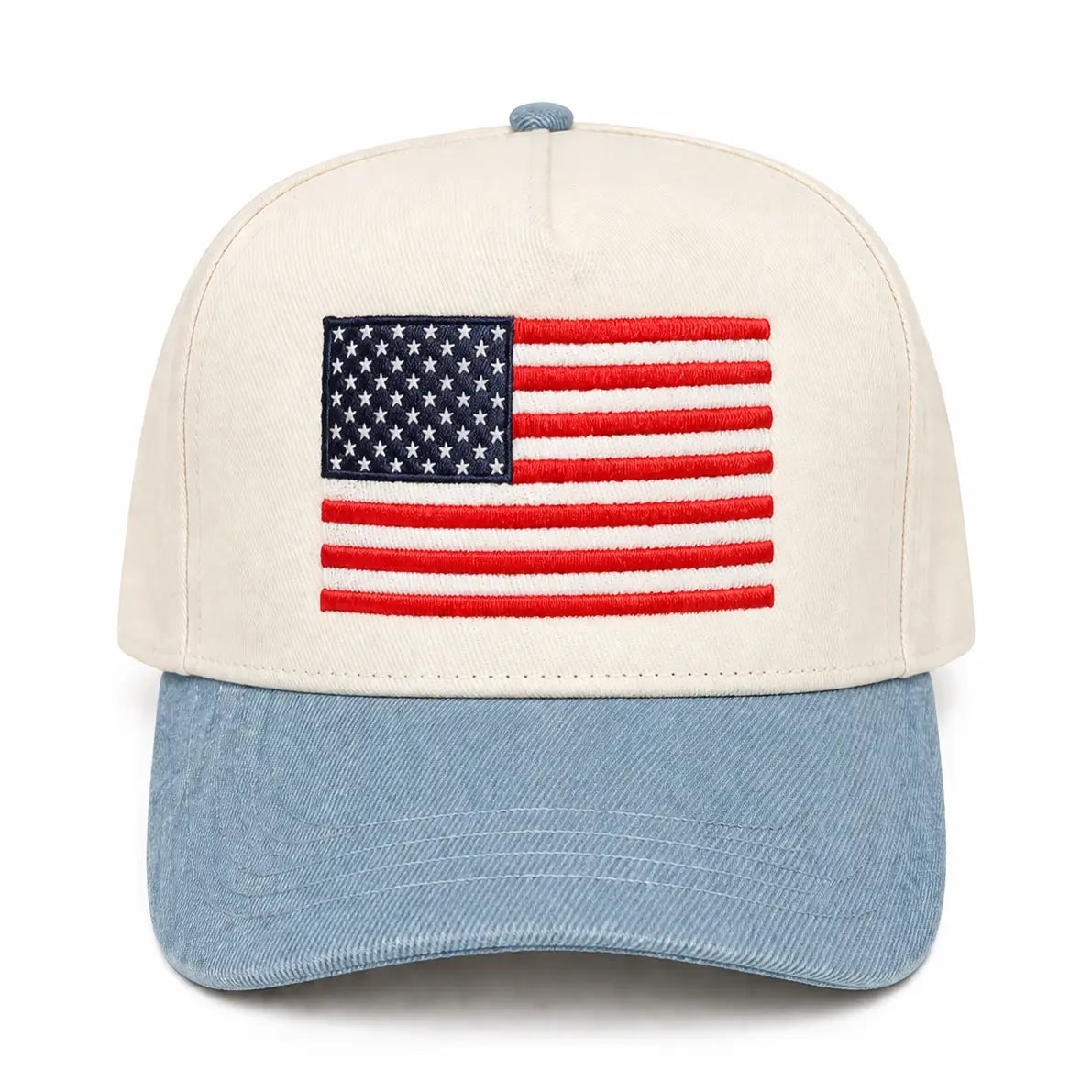 American Flag Denim Trucker Hat