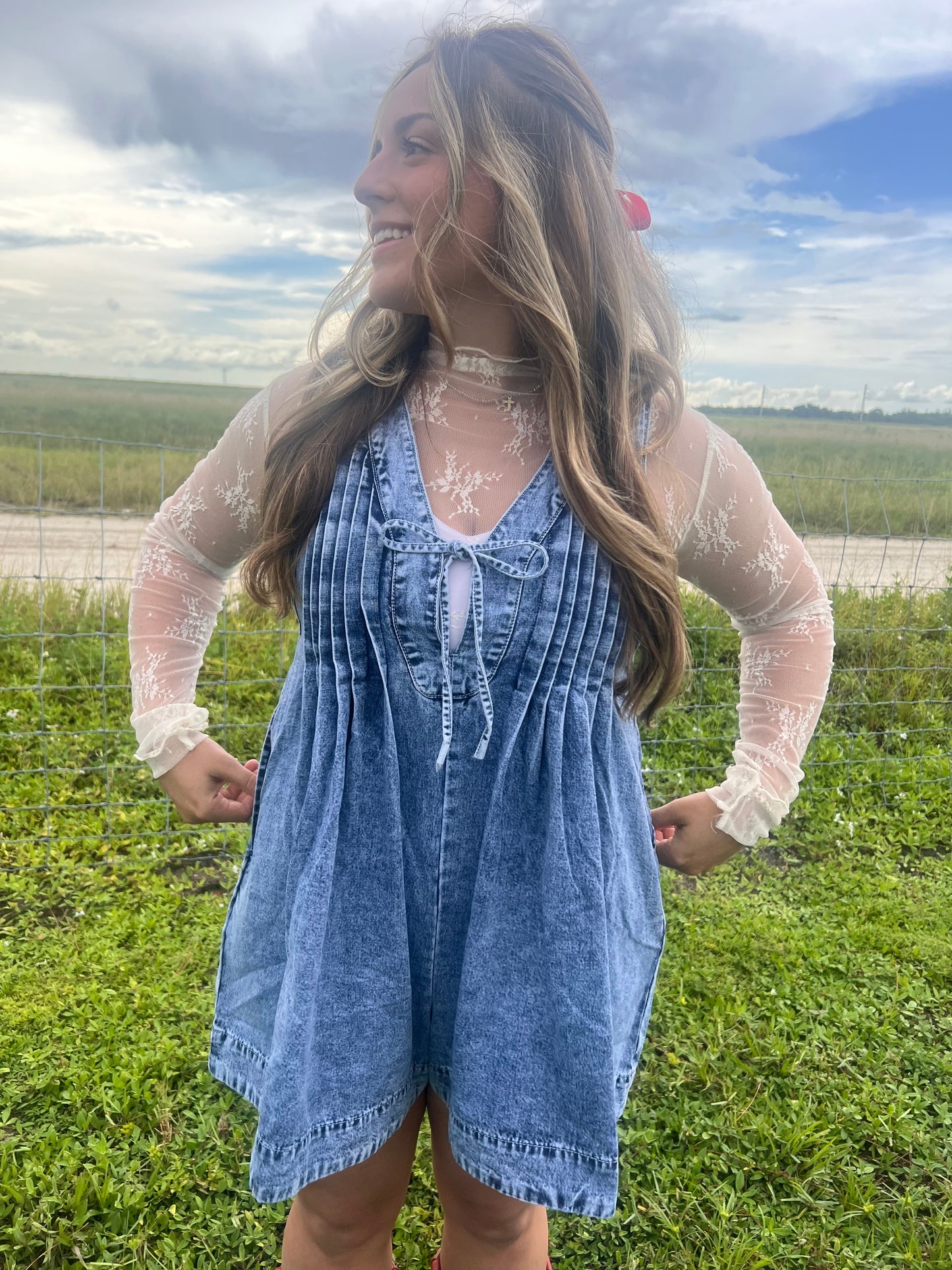 "Blue Jean Baby" Denim Romper