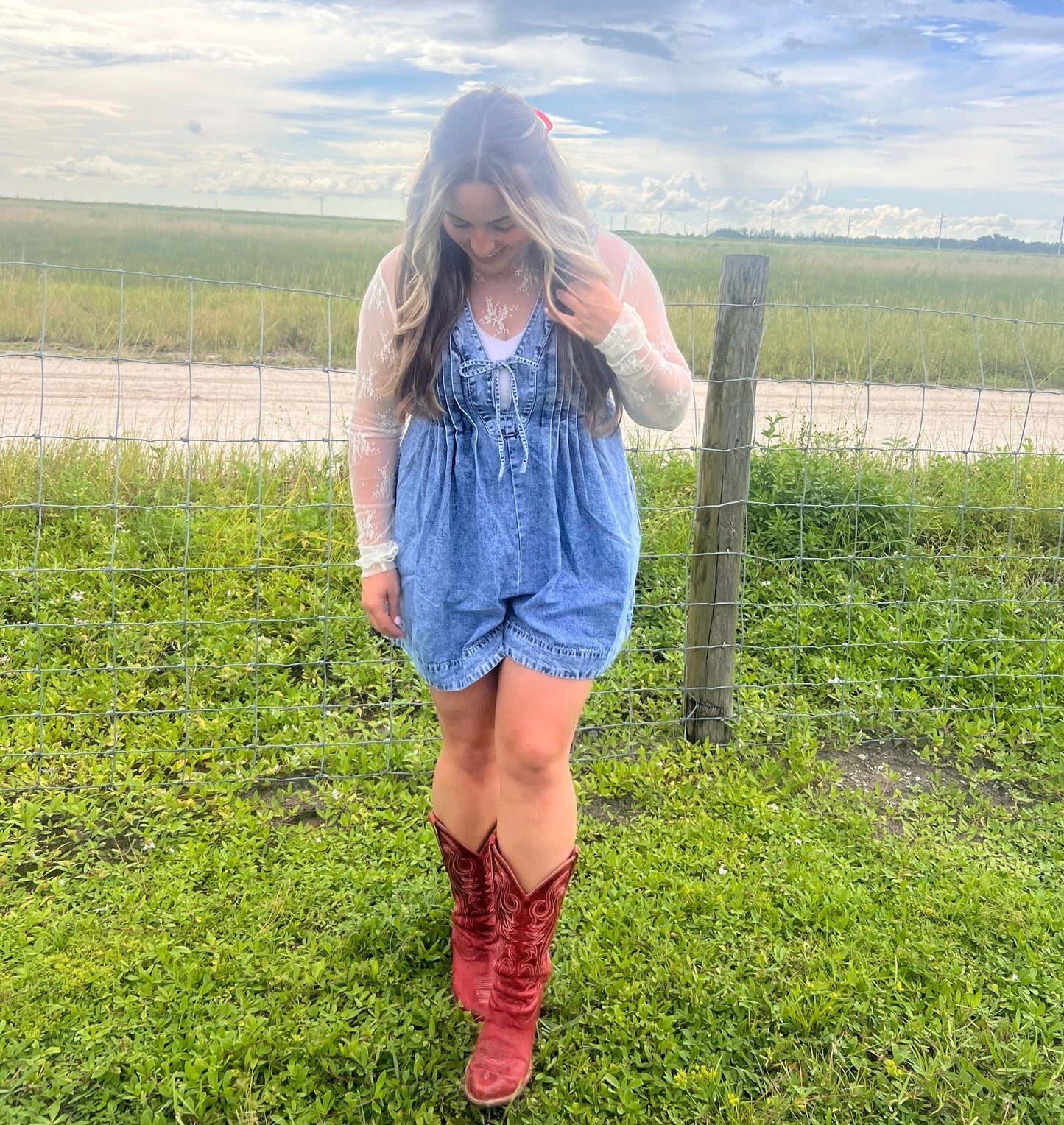 "Blue Jean Baby" Denim Romper