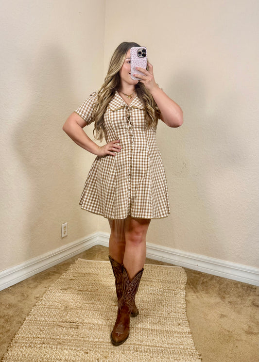 women's gingham mini dress perfect for fall occasions