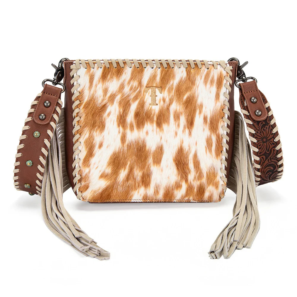 Cowhide Fringe Crossbody | Brown