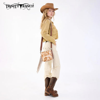 Cowhide Fringe Crossbody | Brown