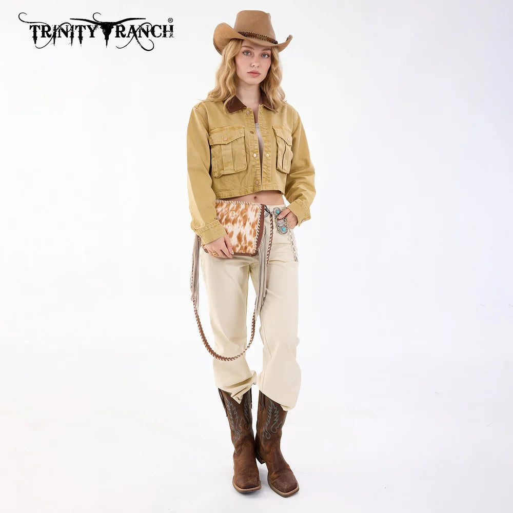 Cowhide Fringe Crossbody | Brown
