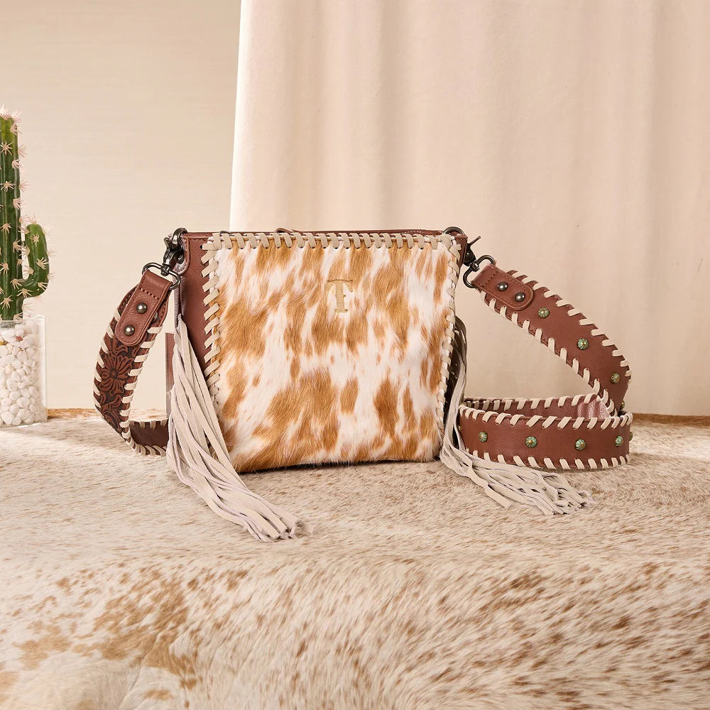 Cowhide Fringe Crossbody | Brown
