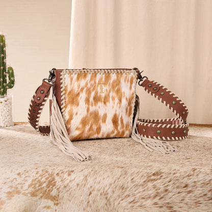 Cowhide Fringe Crossbody | Brown