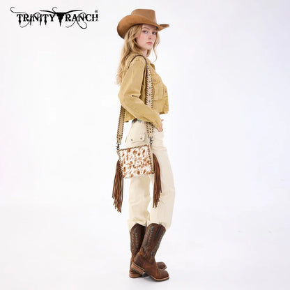 Cowhide Fringe Crossbody | Tan