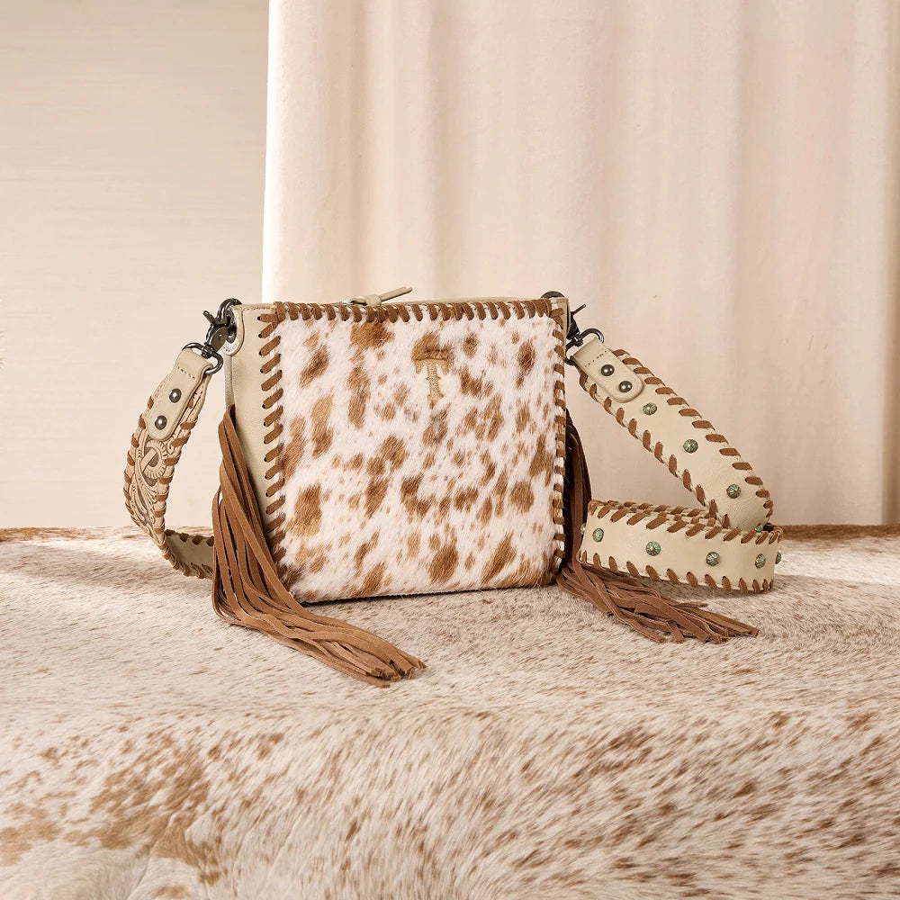 Cowhide Fringe Crossbody | Tan