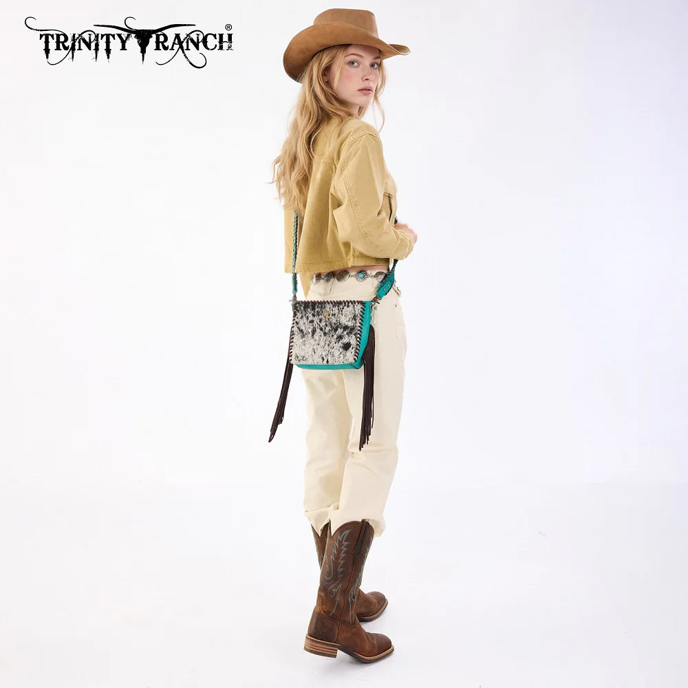 Cowhide Fringe Crossbody | Turquoise