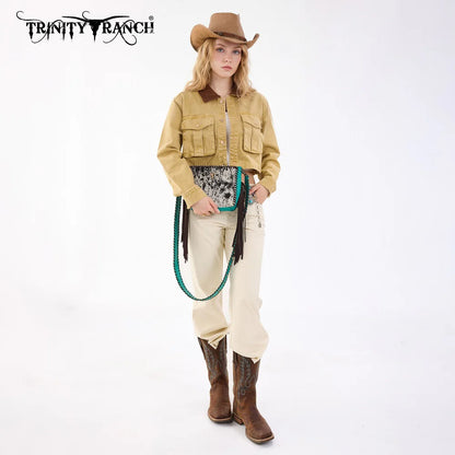 Cowhide Fringe Crossbody | Turquoise