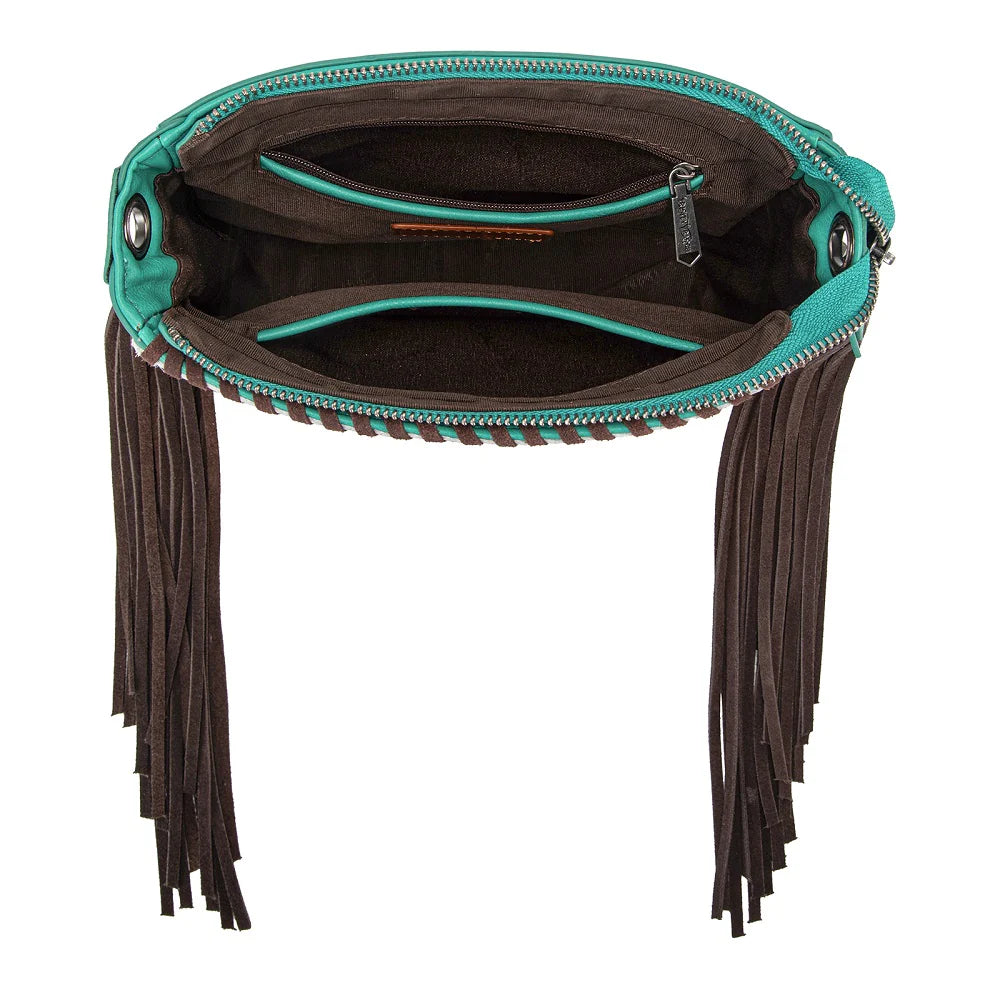 Cowhide Fringe Crossbody | Turquoise