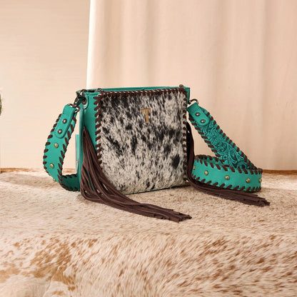 Cowhide Fringe Crossbody | Turquoise