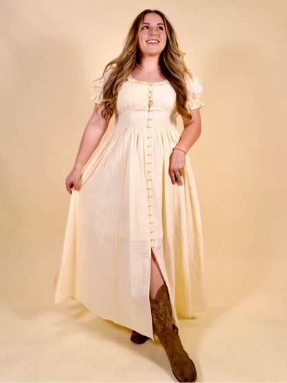 women's butter yellow maxi dress for spring and summer events