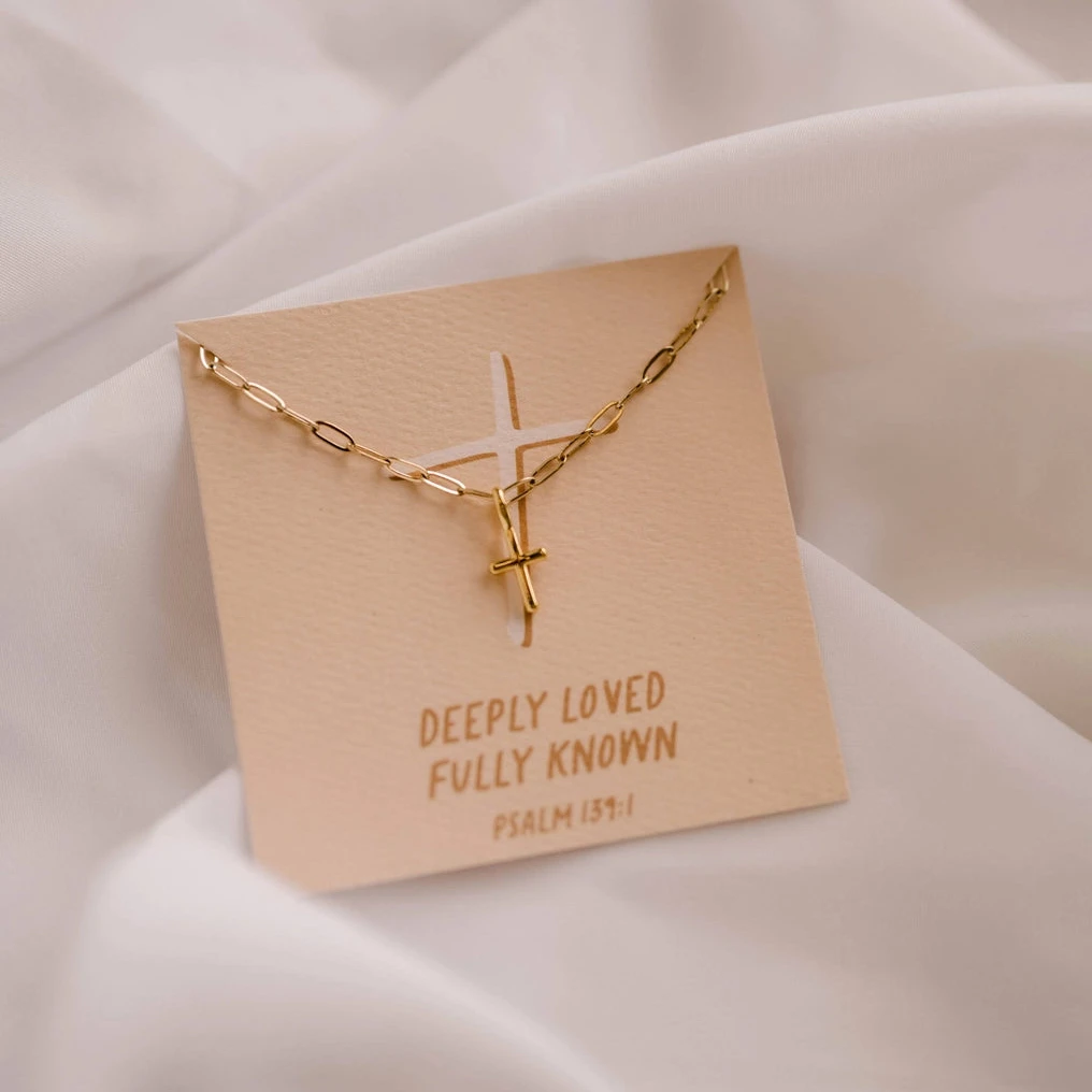 Gold cross necklace with paperclip chain. Gold dipped christian women's jewelry. Perfect stocking stuffer and gift for a christian woman.