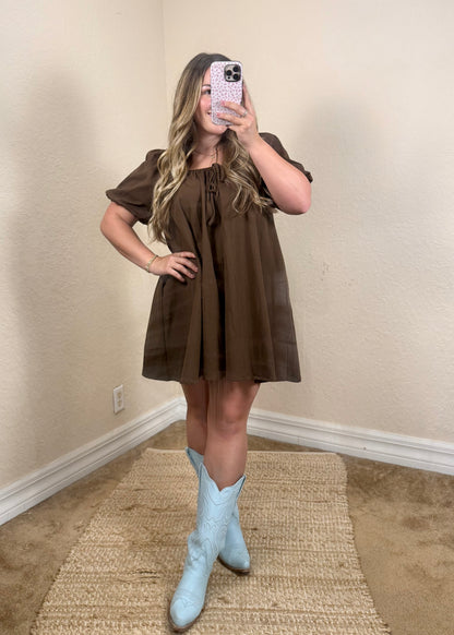women's babydoll style mini dress perfect for fall fashion or country concert outfits