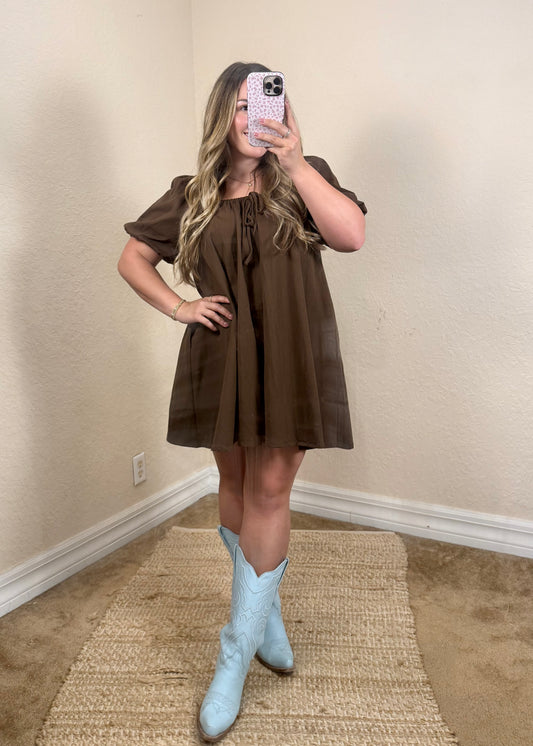 women's babydoll style mini dress perfect for fall fashion or country concert outfits