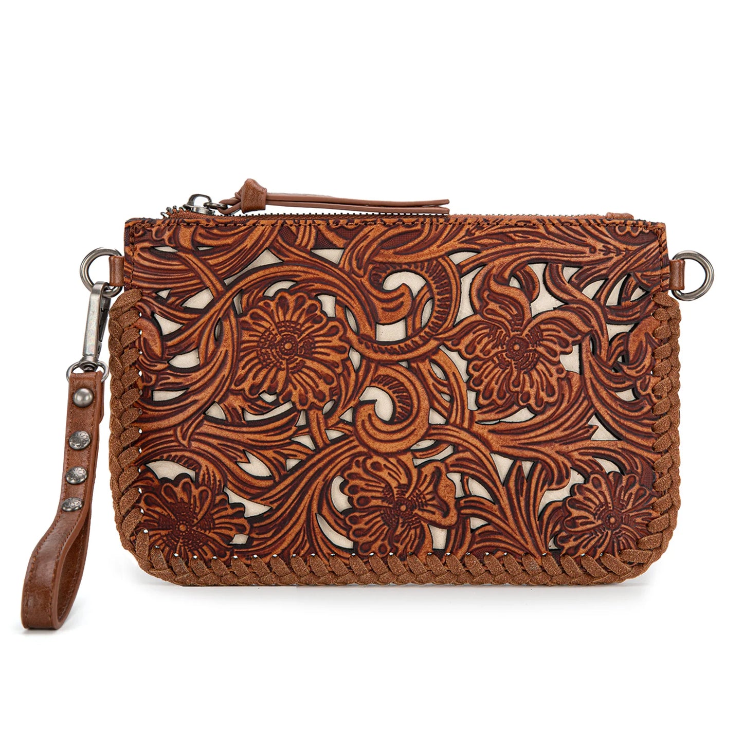 Floral Tooled Crossbody