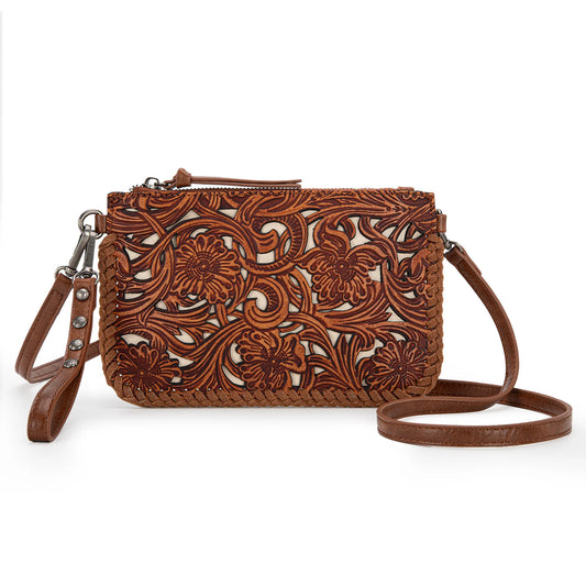 Floral Tooled Crossbody