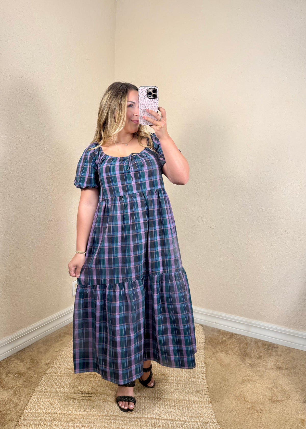 women's fall plaid maxi dress