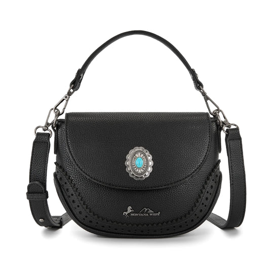 Montana West Concho Saddle Crossbody | Black