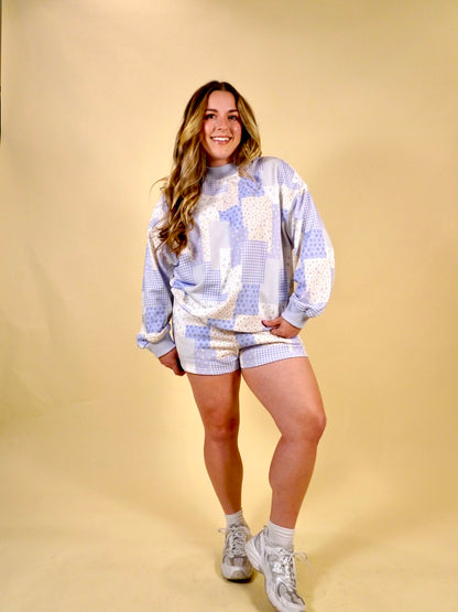 Patchwork Mock Neck Sweatshirt