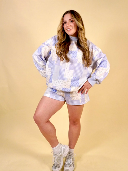 Patchwork Mock Neck Sweatshirt