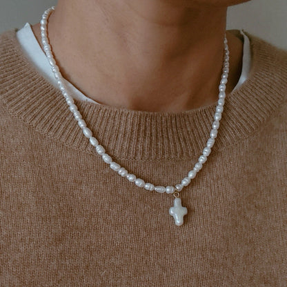 Freshwater Pearl Cross Necklace