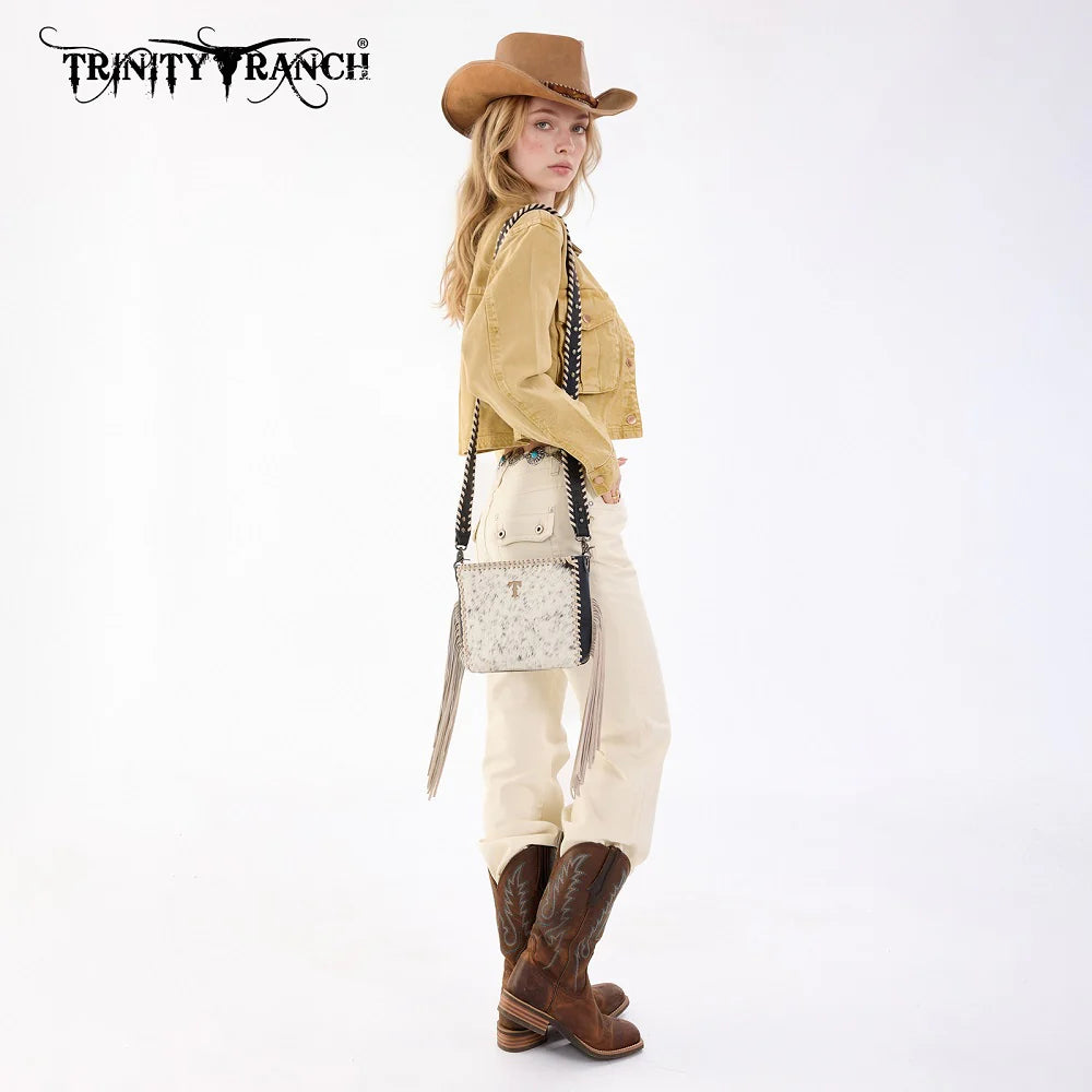 Cowhide Fringe Crossbody | Black