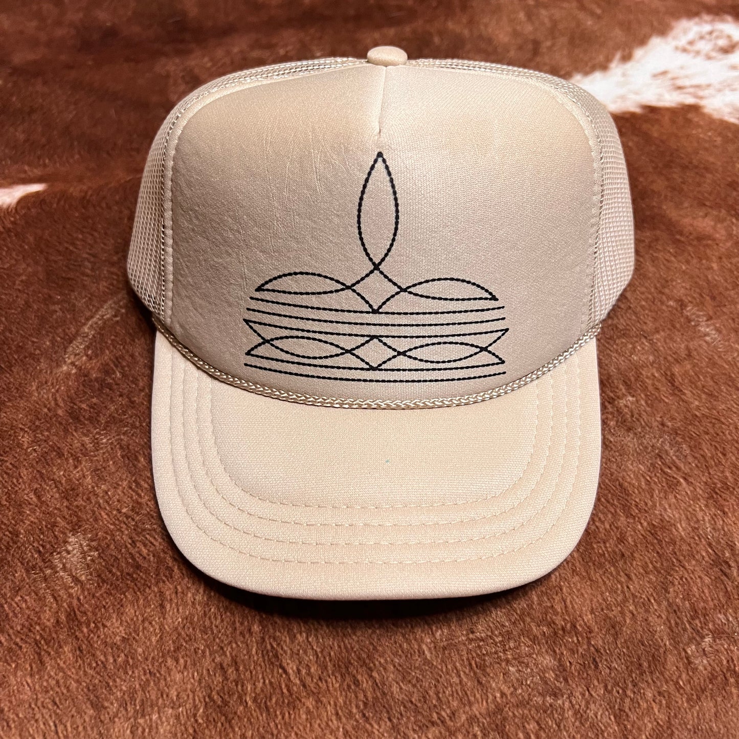 Boot Stitch Trucker Hat- Tan