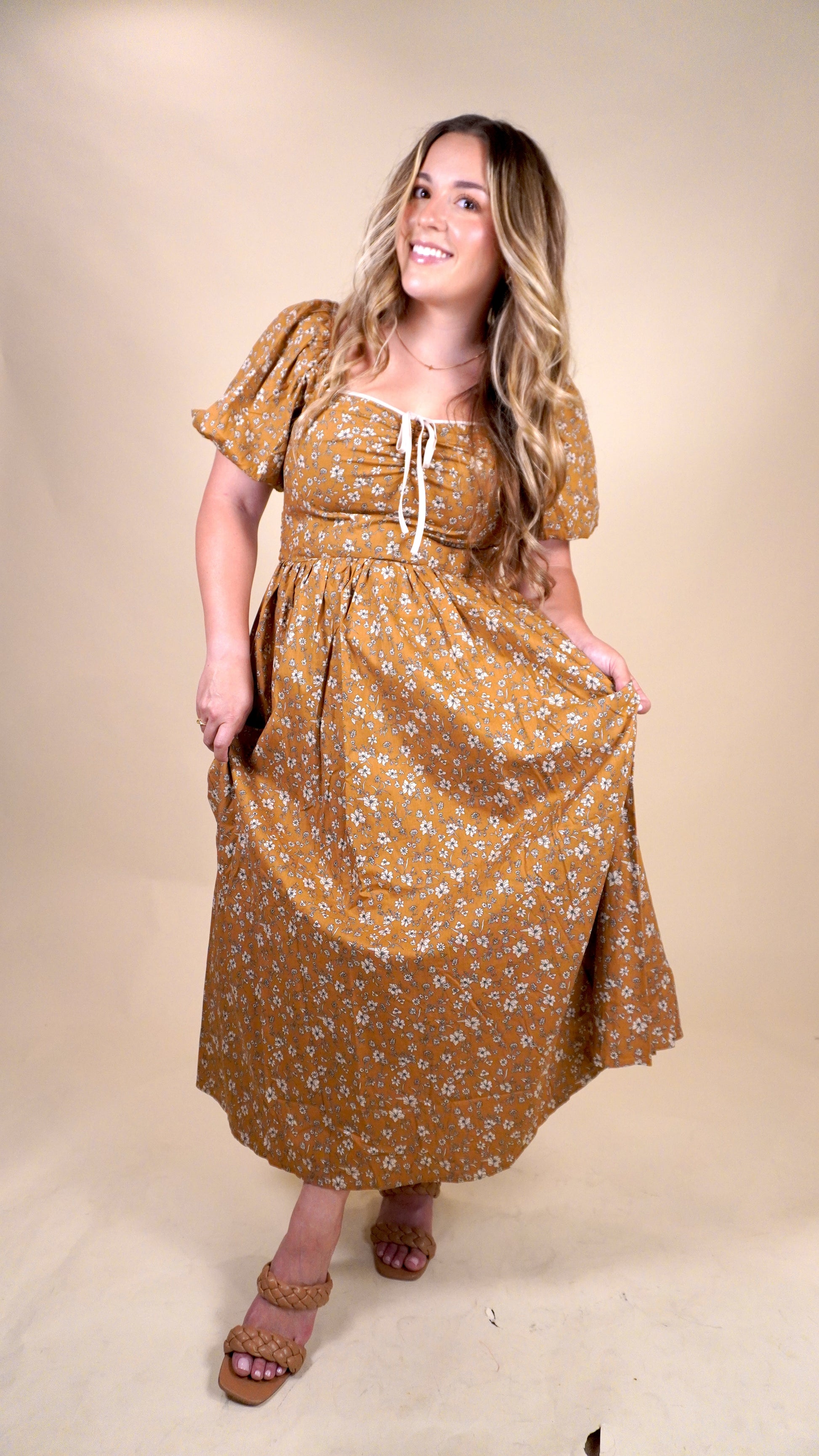 Toffee Midi Dress | Fall Floral Dress Rebel and Grace Toffee Midi Dress | Fall Floral Dress Rebel and Grace