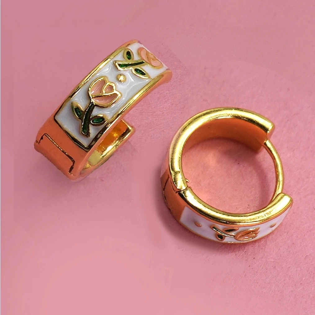 Tulip Enamel Huggie Hoops