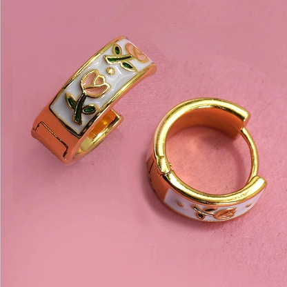 Tulip Enamel Huggie Hoops