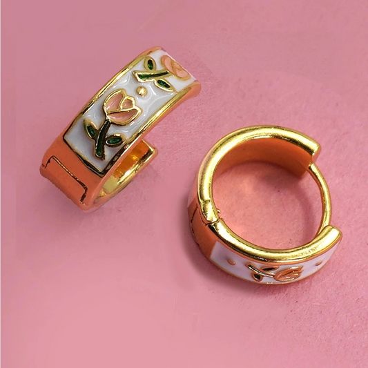 Tulip Enamel Huggie Hoops