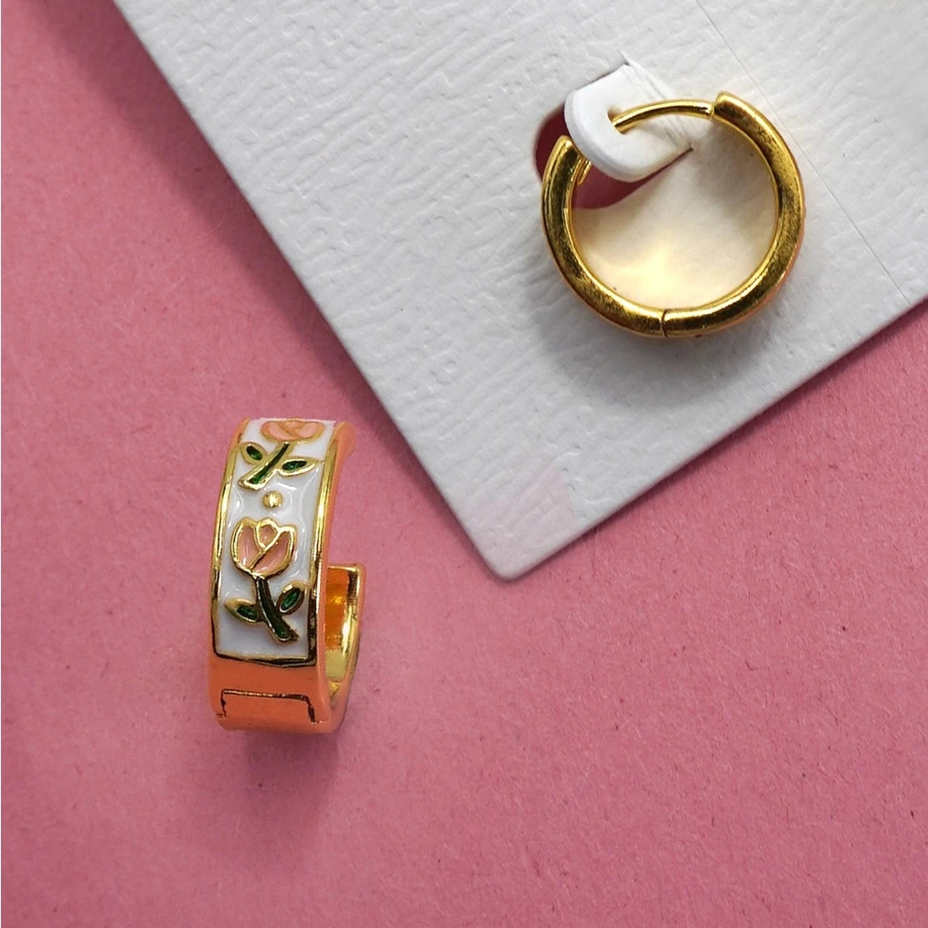 Tulip Enamel Huggie Hoops
