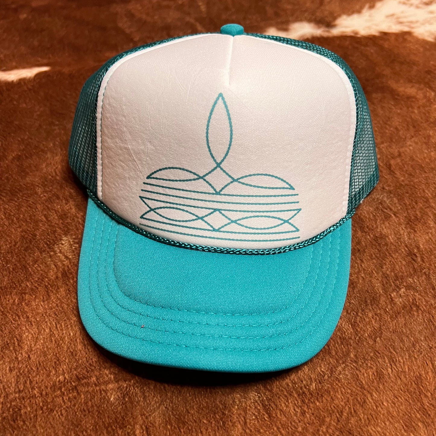 Boot Stitch Trucker Hat- Turquoise