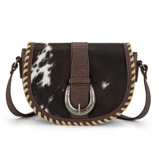 Western Cowhide Saddle Crossbody | Coffee
