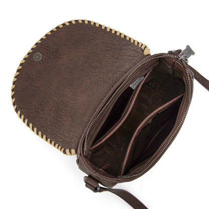 Western Cowhide Saddle Crossbody | Coffee