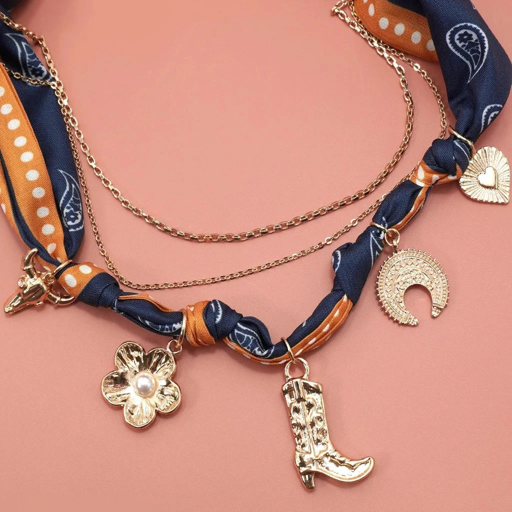 Western Scarf Charm Necklace