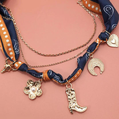 Western Scarf Charm Necklace